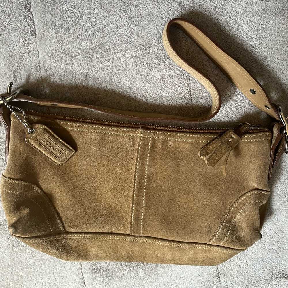 Genuine suede leather  vintage Coach shoulder bag